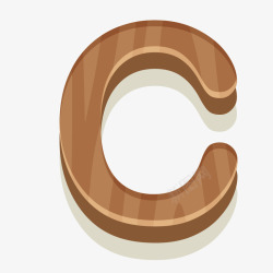 棕色木质纹路字母C素材