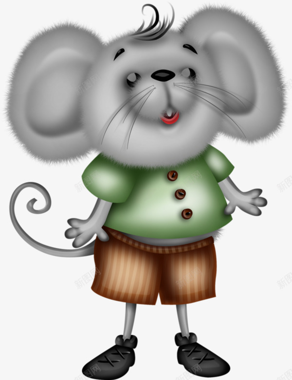 卡通手绘胖老鼠png免抠素材_新图网 https://ixintu.com 卡通手绘 小老鼠 穿衣服的动物 胖老鼠