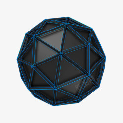 简洁海豚球黑色立体科技几何球体高清图片