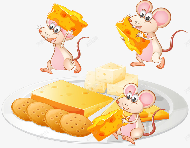 偷食物的小老鼠png免抠素材_新图网 https://ixintu.com 卡通 盘子 老鼠 老鼠生日 食物