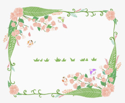 手绘花卉方形边框素材