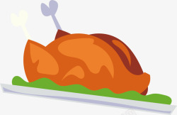 食物感恩节红色的烤鸡矢量图高清图片