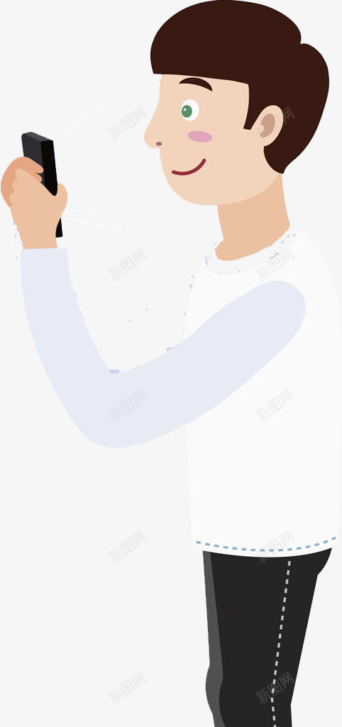 看手机的男人png免抠素材_新图网 https://ixintu.com 上班族 上班族海报 卡通手绘 微笑 水彩 玩手机的男士 白领