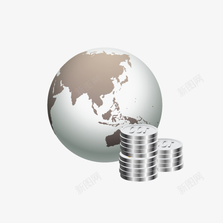 地球和金币图标png_新图网 https://ixintu.com 创意图标 图标 图案 地球 扁平化图标 标志 立体化图标 网页素材 金币