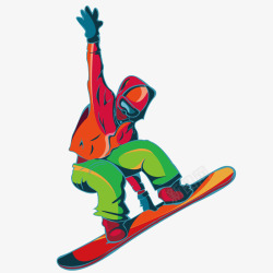 卡通滑雪的男人矢量图素材