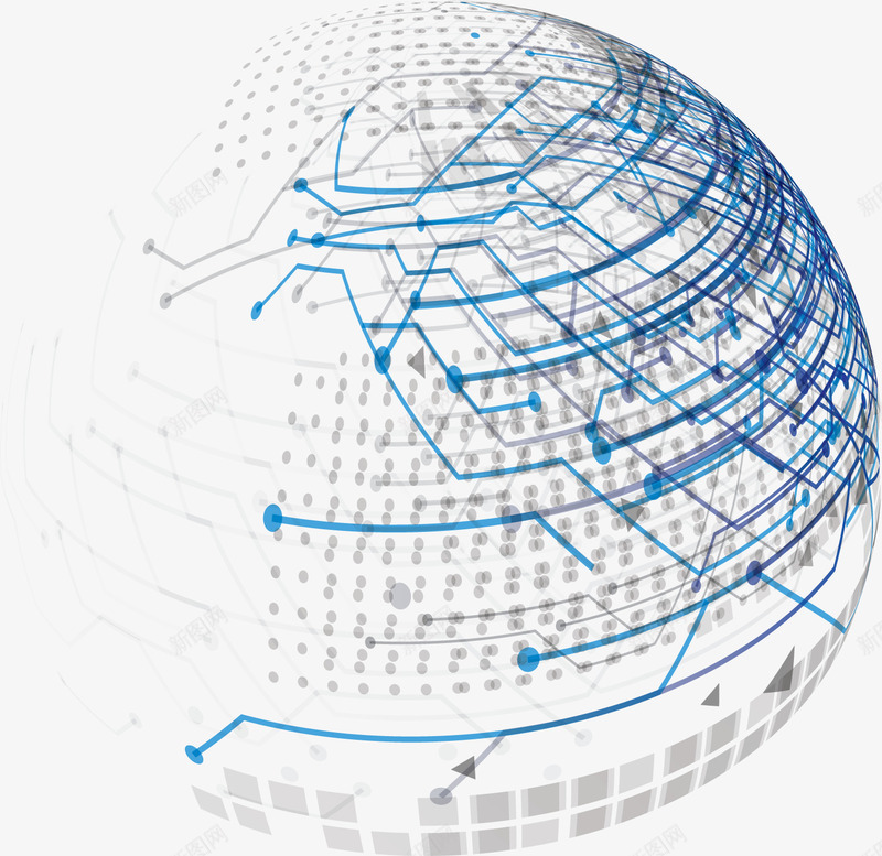 科技感蓝色线条花纹矢量图ai免抠素材_新图网 https://ixintu.com 地球投影 矢量png 矢量图 科技感 科技线条 线性 线条地球 蓝色线条