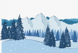 山林美丽雪景矢量图素材