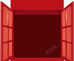 打开的窗子红色中国风打开的窗口高清图片