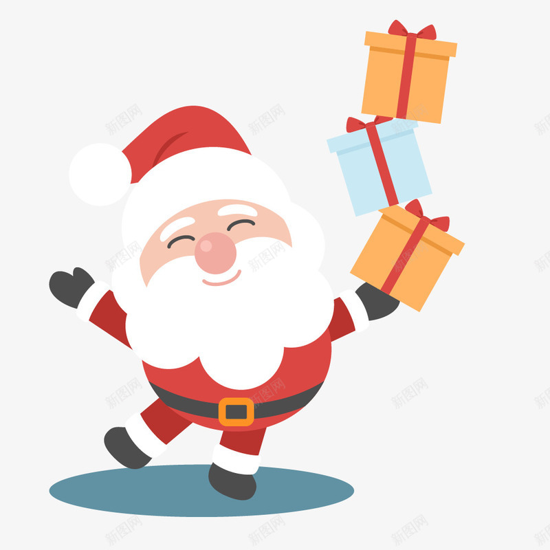 卡通手绘圣诞老人png免抠素材_新图网 https://ixintu.com 卡通手绘 可爱 圣诞老人 圣诞老爷爷 圣诞节 开心的 礼盒