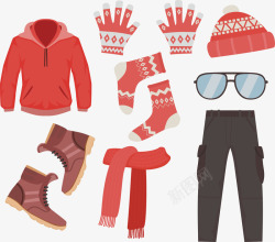 粉红色帽子粉红色冬季保暖套装矢量图高清图片