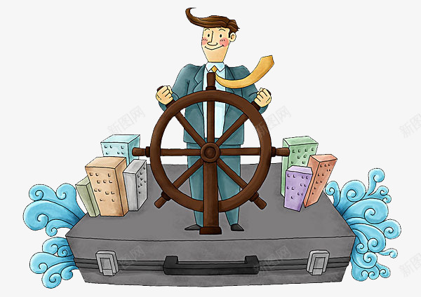 船舵和男人png免抠素材_新图网 https://ixintu.com 卡通 建筑 手绘 棕色 楼房 男人 素描船舵 船舵 蓝色