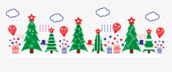 卡通圣诞树雪人装饰背景素材