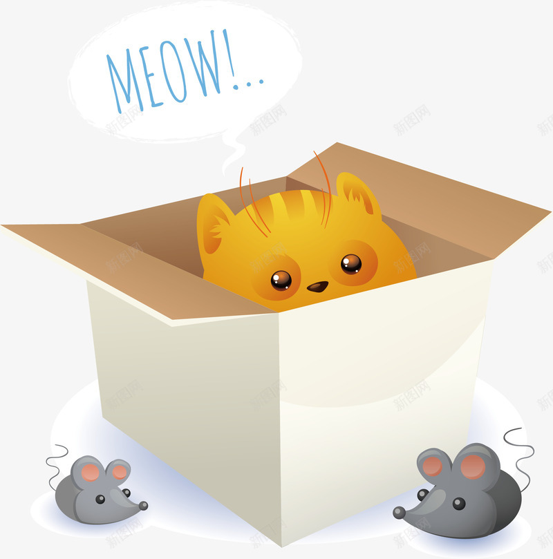 手绘可爱小猫和老鼠png免抠素材_新图网 https://ixintu.com 创意 可爱 小猫 彩色图 手绘图 漫画 简单 老鼠