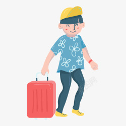 拉行李箱的旅行人物矢量图素材