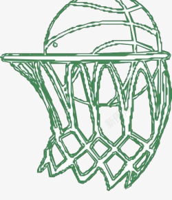 手绘篮球和篮球框素材