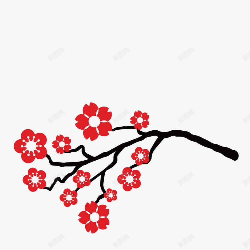 美丽的梅花和枝干简图png免抠素材_新图网 https://ixintu.com 枝干 树枝 梅花 简图 美丽的 花朵 花瓣 装饰