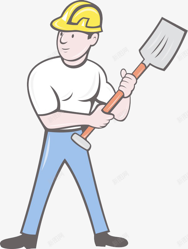 拿着铲子的男人png免抠素材_新图网 https://ixintu.com 卡通人物 卡通工人 安全帽 工人 建筑工人 男人 男工人 粉刷匠 粉刷工人