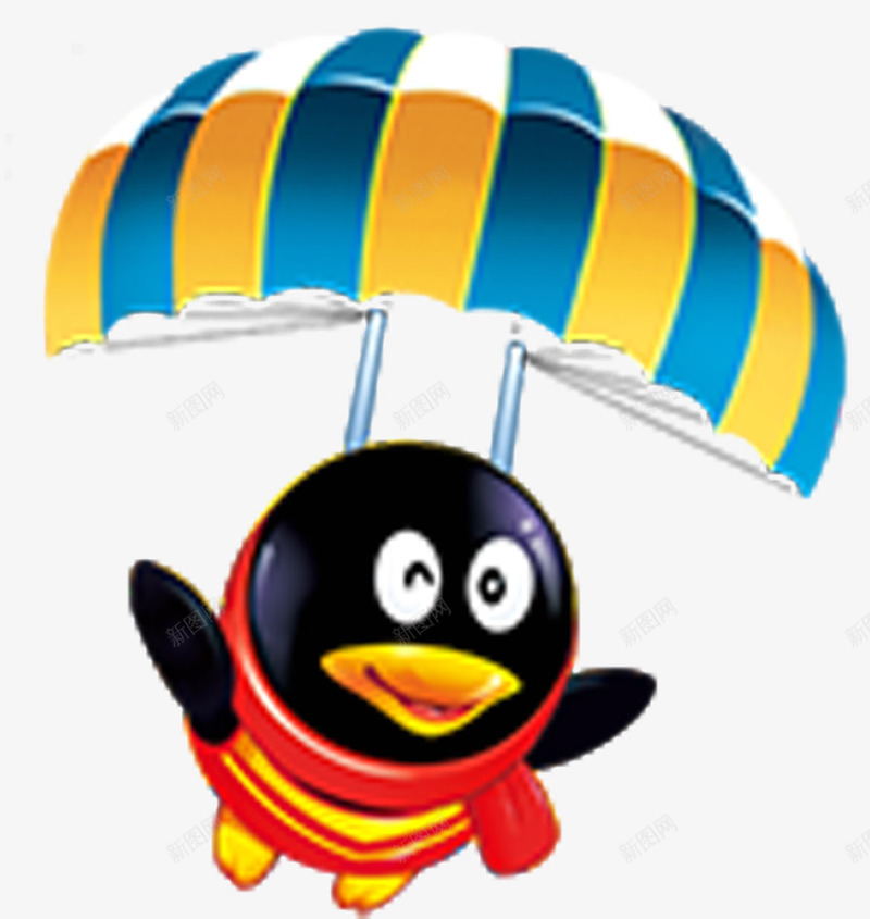 座降落伞的QQ企鹅png免抠素材_新图网 https://ixintu.com QQ 企鹅 卡通 可爱 降落伞