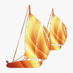 平面帆船素材金色梦想起航帆船年会元素高清图片