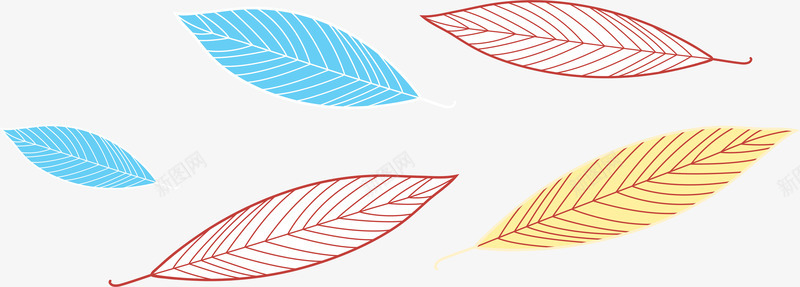 彩色树叶漂浮png免抠素材_新图网 https://ixintu.com AI 卡通 底纹 彩色 手绘 树叶 漂浮 线条 背景