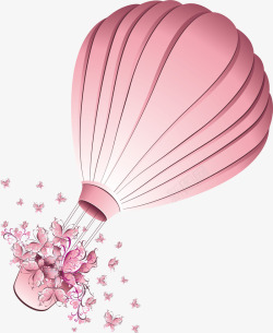 粉色蝴蝶热气球素材