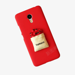 红色番茄卡通手机壳素材