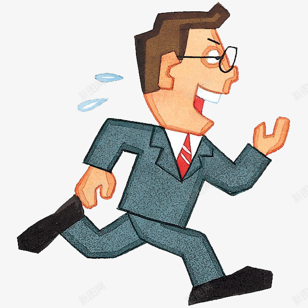 跑步的男人png免抠素材_新图网 https://ixintu.com 卡通 商务 帅气的 手绘 汗水 男人 眼镜 简笔