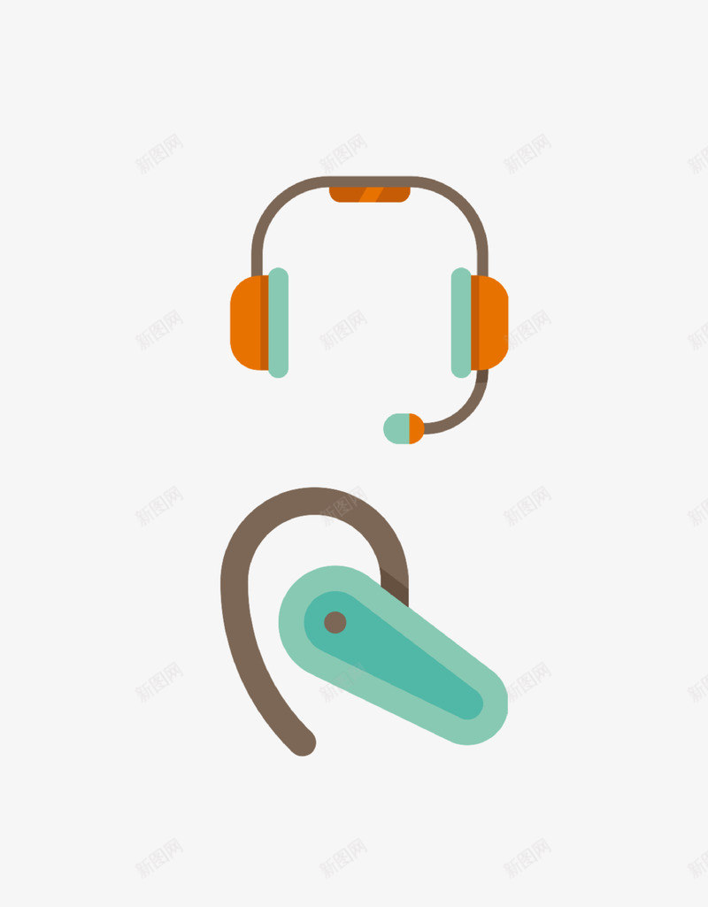 手绘耳机与蓝牙png免抠素材_新图网 https://ixintu.com 入耳式耳机 单曲循环 彩色的 手绘的 蓝牙式耳机 音乐工具 马克笔