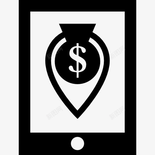 钱定位符号在手机屏幕上图标png_新图网 https://ixintu.com 位置 屏幕 工具 手机屏幕展示图 接口指针 移动电话 符号 金钱 钱字符号