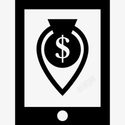移动指针钱定位符号在手机屏幕上图标高清图片