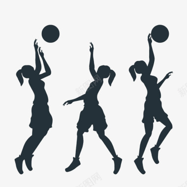 手绘篮球运动剪影图案图标图标