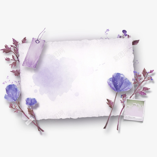 紫色清新花朵纸张边框纹理png免抠素材_新图网 https://ixintu.com 免抠PNG 清新 紫色 纸张 花朵 边框纹理