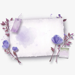 紫色清新花朵纸张边框纹理素材