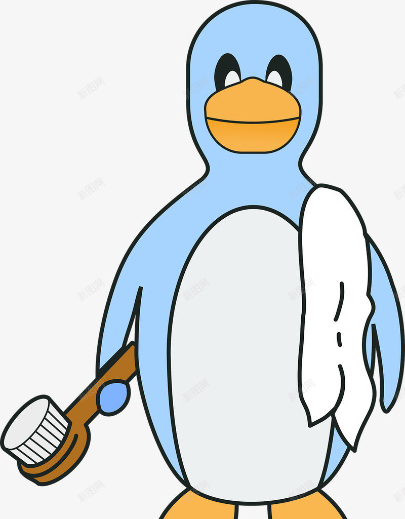 拿牙刷的企鹅png免抠素材_新图网 https://ixintu.com 刷牙 动物 北极 可爱的 毛巾 洗漱 洗脸 蓝色企鹅
