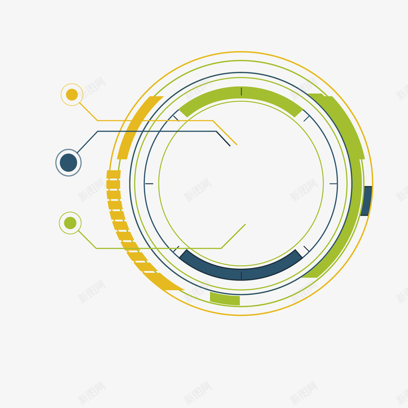 绿色圆环分析图标png_新图网 https://ixintu.com 分析 商务 圆环 标签 标识 点线 科技 绿色