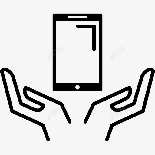 张开双手抓住手机图标png_新图网 https://ixintu.com 手 手机 打开手 技术