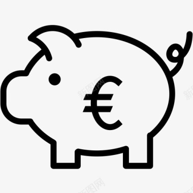银行货币欧元钱小猪价格储蓄货币图标图标