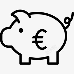 piggy银行货币欧元钱小猪价格储蓄货币图标高清图片