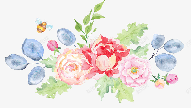 彩色花朵绘画装饰图案png免抠素材_新图网 https://ixintu.com 新年 新年素材 春节元素 花朵 过年装饰