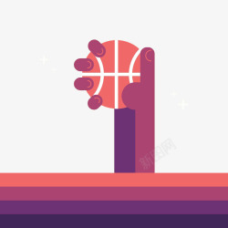 绯红扁平运动球类篮球底纹边框素材