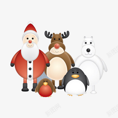 五款圣诞主题可爱包png免抠素材_新图网 https://ixintu.com 企鹅 北极熊 圣诞 圣诞老人 麋鹿