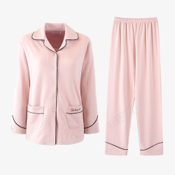 纯棉长袖粉色长袖纯棉睡衣高清图片