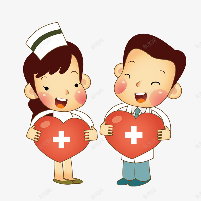 抱着爱心的医生护士psd免抠素材_新图网 https://ixintu.com 医生 卡通人物 护士 抱着爱心的人 爱心