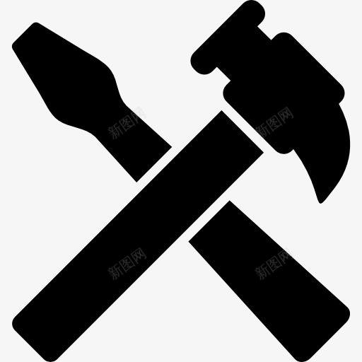 锤子和螺丝刀工具交叉图标png_新图网 https://ixintu.com 交叉 工作工具 工具 工具和器具 螺丝刀 锤子