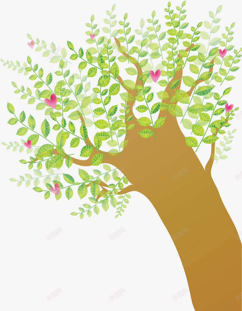 手绘树木png免抠素材_新图网 https://ixintu.com 卡通 大树 心形 手绘 树 爱心 红心 红色 绿叶 绿树 绿色