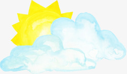 云朵里的太阳手绘图素材