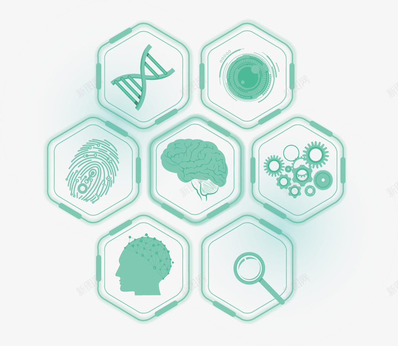 医疗卫生特效矢量图ai免抠素材_新图网 https://ixintu.com DNA 医疗卫生 指纹 效果 特效 科技光效 矢量图