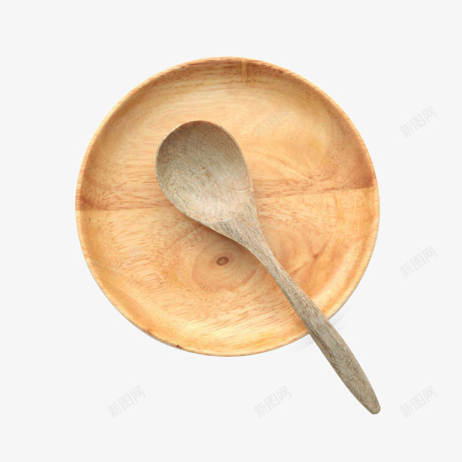 木质盘子勺子png免抠素材_新图网 https://ixintu.com 勺子 木质 盘子 餐具