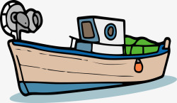 卡通水上工具渔船图矢量图素材