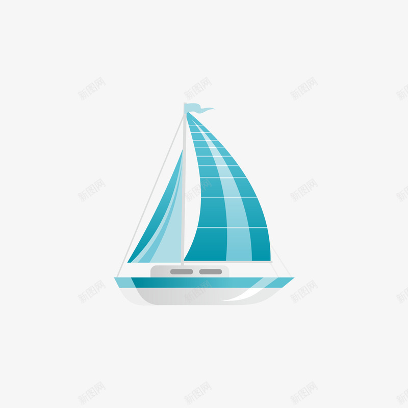 灰蓝色的帆船png免抠素材_新图网 https://ixintu.com 交通工具 帆船 海洋 灰色 矢量帆船 蓝色